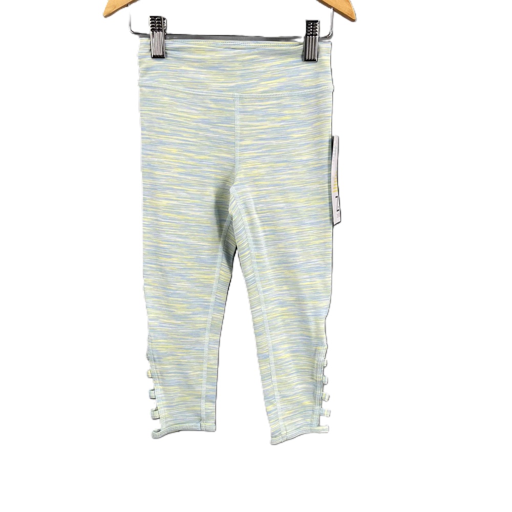 Zella Girls Leggings Cropped Green Blue Workout Active Gymnastics‎ Size 5 New